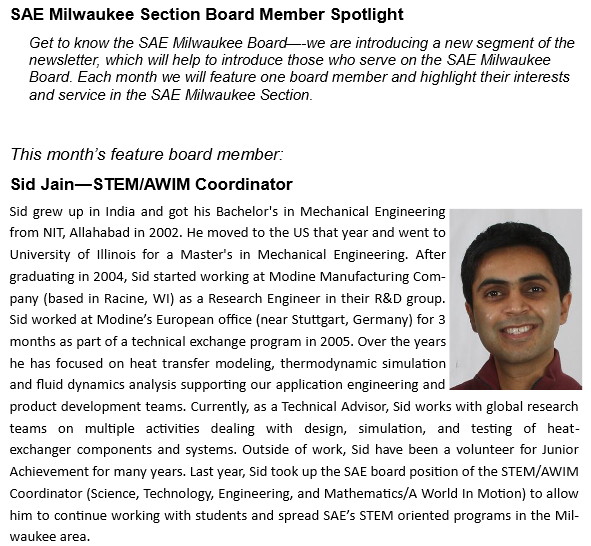 SAE Milwaukee Board Member Spotlight – Sid Jain