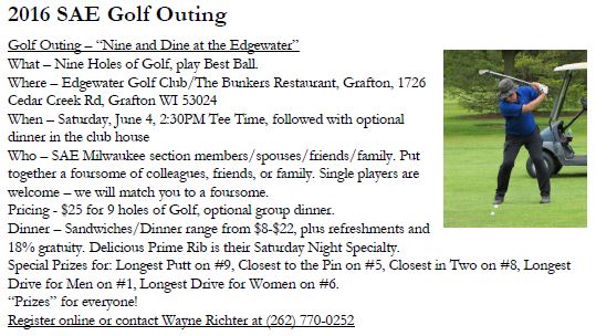 June 2016 Annual SAE Golf Outing